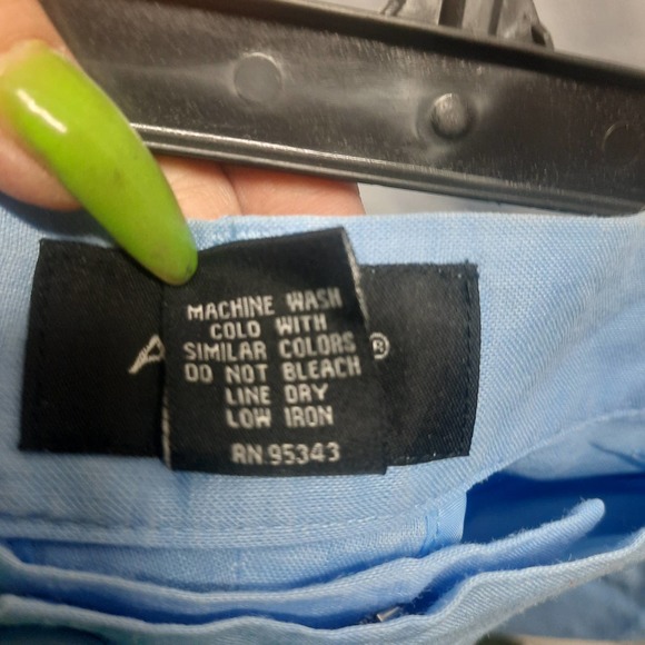 Ashro Jeshina 100% Linen Lt. Blue Capri 2 Cargo, front, back Pocket Pants 36" W - Picture 5 of 5